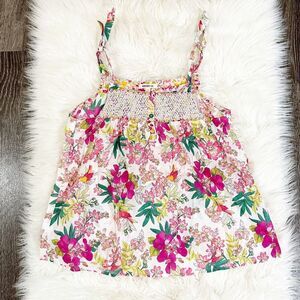 KENZO Kids Girls Floral Tank Size Small Tie‎ Sleeve Feminine Cotton Bird Print